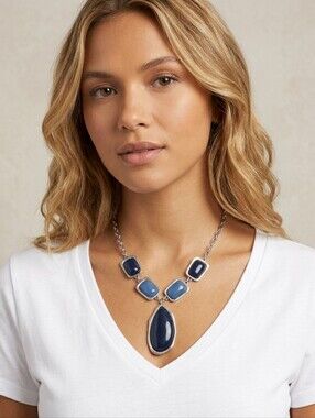 Statement Necklace Silver-Tone Women's Jewelry